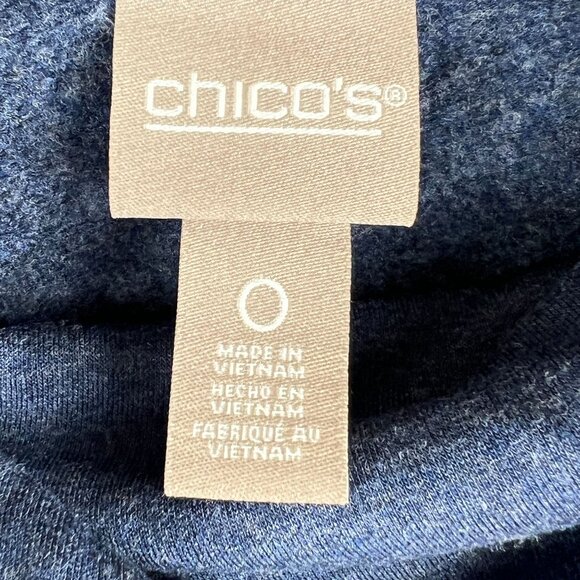 Chicos Womens Blue Heather Long Sleeve Sweater Size 0 Cowl Neck Pullover - Picture 9 of 14